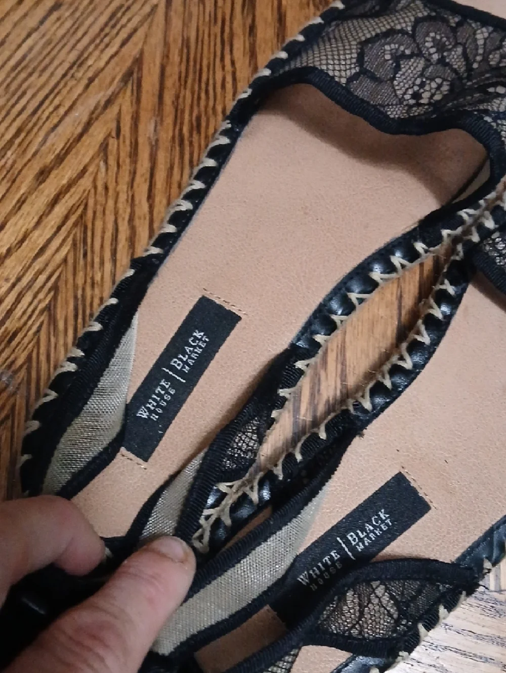 White House Black Market Black Lace Espadrille Ankle-Tie Sandals.sz.9